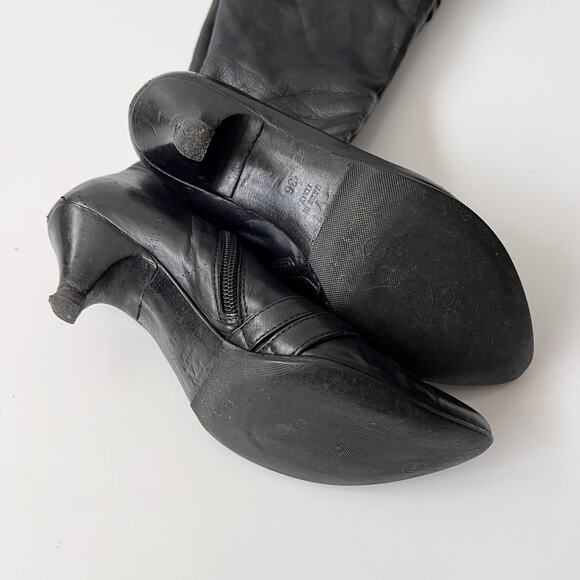 Vintage Black‎ Leather Knee High Victorian Gothic Kitten Heel Boots Size 36/6 - Picture 8 of 10